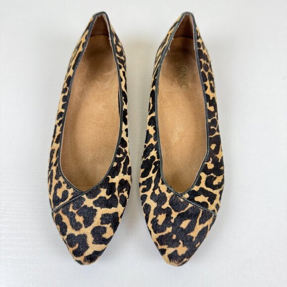 Vionic Pointed Toe Leopard Flats - Picture 2 of 10